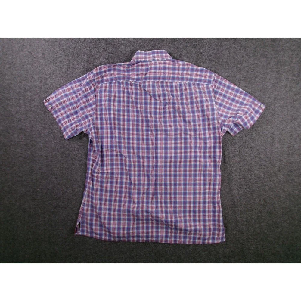 Banana Republic Shirt Men Small Blue Red Plaid Casual Preppy Classic Office Work